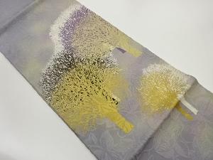 ふくれ織金彩木々に草花模様袋帯